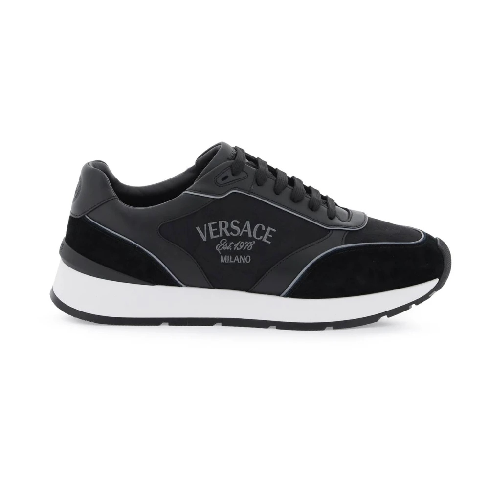 Versace Milano Sneakers met Barocco Patroon Heren Schoenen Zwart