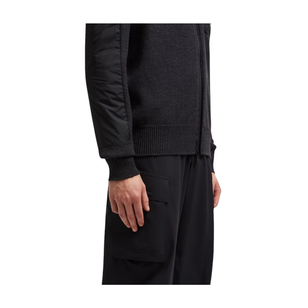 Moncler Grijze Wol Zip-Up Hoodie Gray Heren