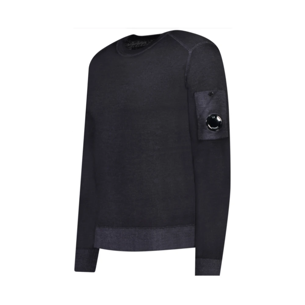C.P. Company Blauwe Wol Pullover Logo Mouw Blue Heren