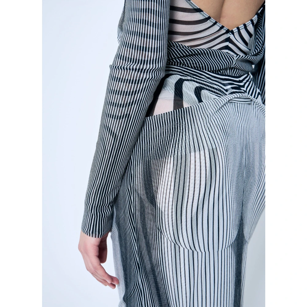 Jean Paul Gaultier Mesh Midi Rok met Gedrapeerd Overlay Multicolor Dames