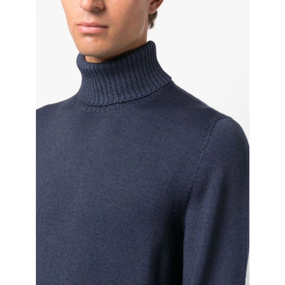 Drumohr Blauwe Merinowollen Trui Aw24 Blue Heren
