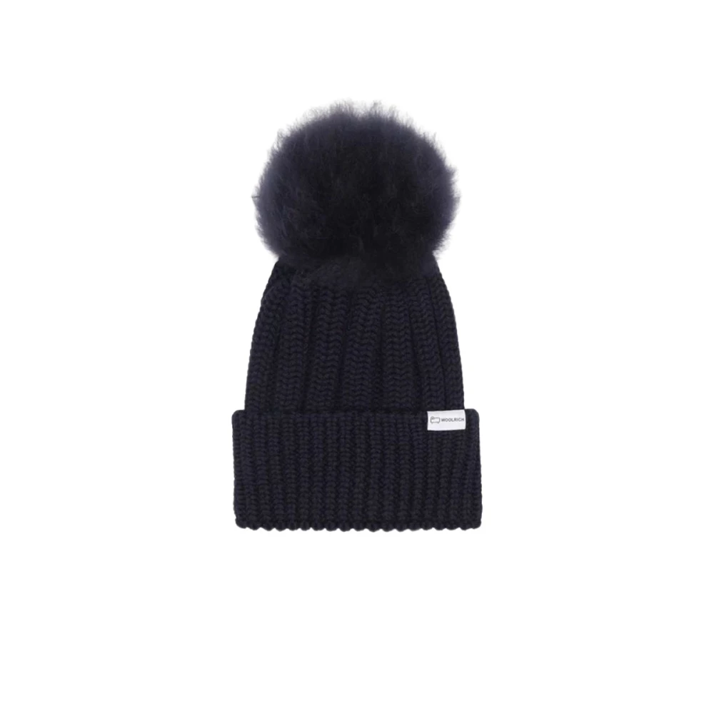 Woolrich Logo-Patch Beanie Blue Dames