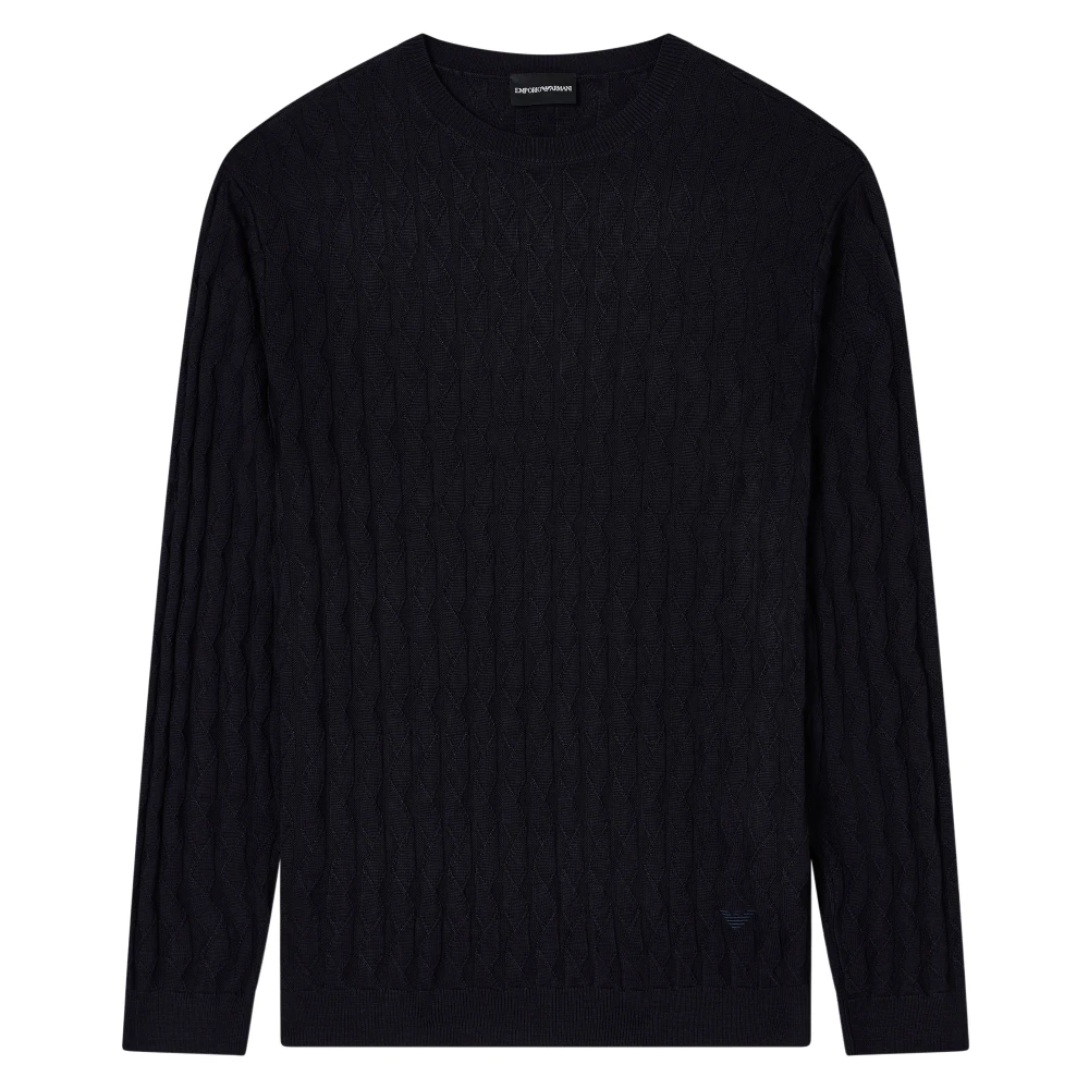 Emporio Armani Mannelijk Blauw Truien & Vesten Heren, L, Lyocell Gebreide Trui