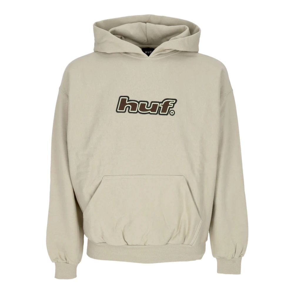 HUF Logo Applique Hooded Fleece Sweater Beige Heren