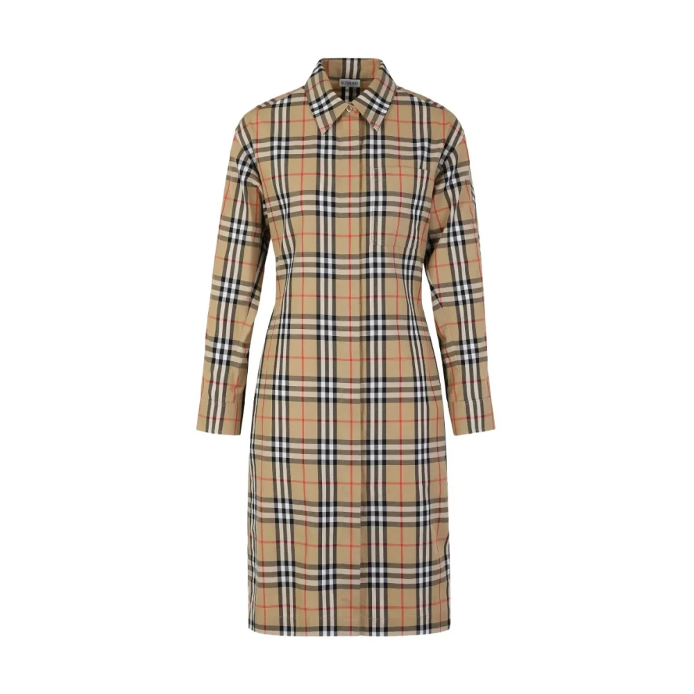 Burberry Women's Beige Check Cotton Shirt Dress