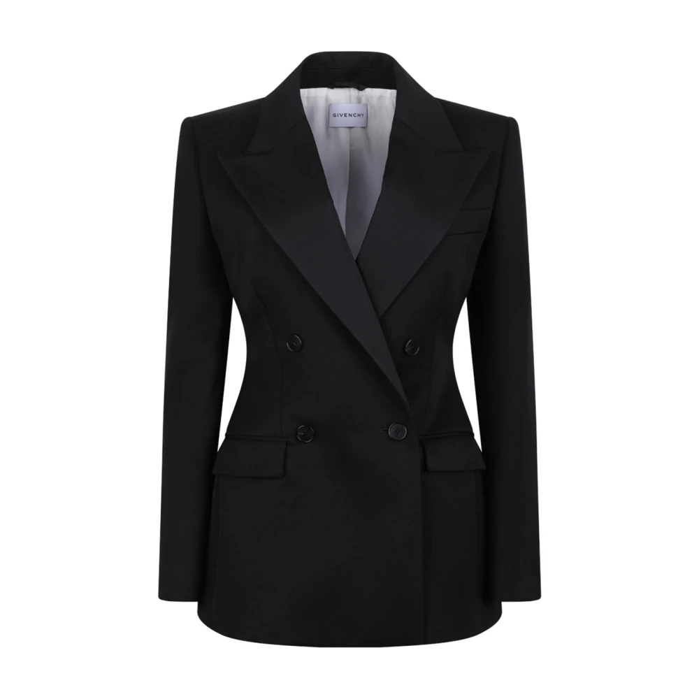 Givenchy Women's Black Blazers, S, Wool Jacket With Satin Collar