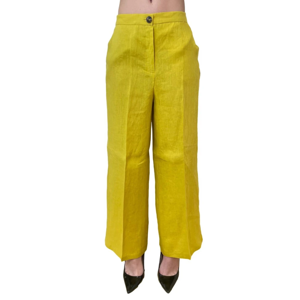 Marella Women's Yellow Emme Palazzo Pant - Wide Trousers - M - Trousers