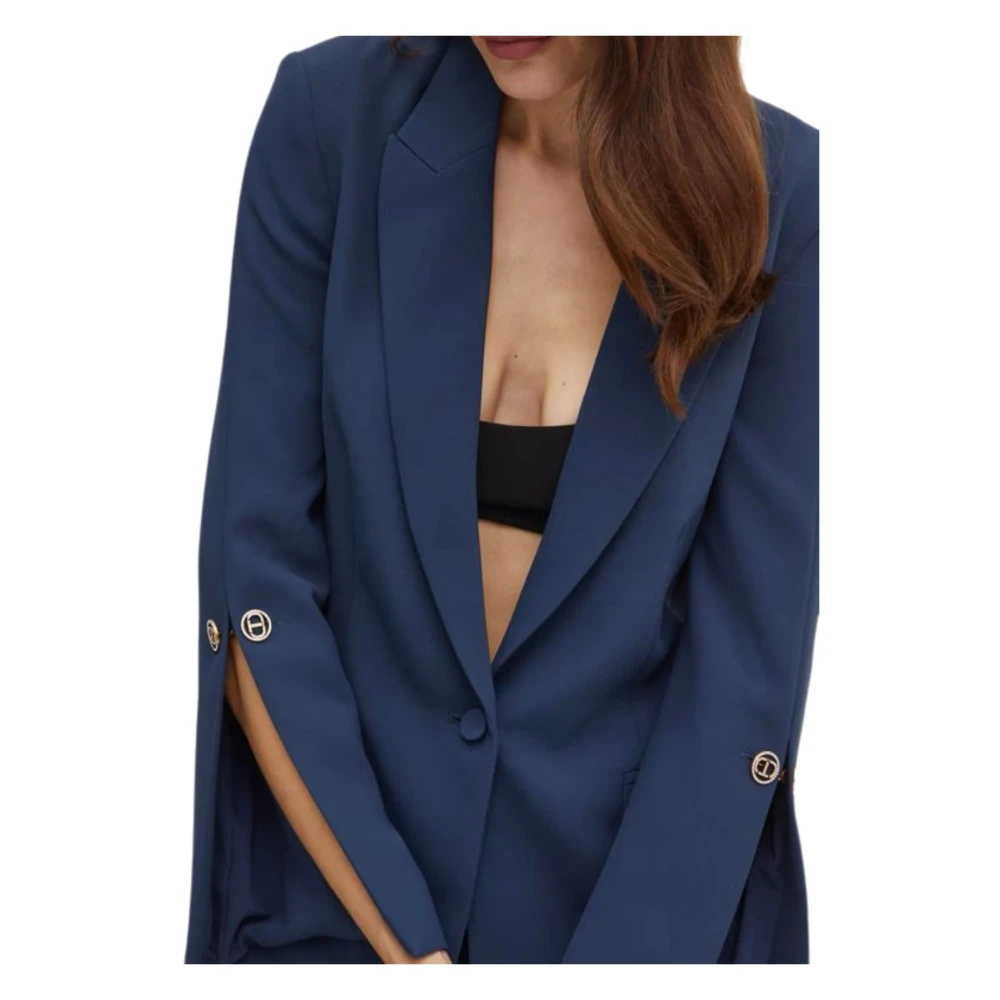 Twinset Blauwe Jassen Eenvoudig Ontwerp Blue Dames