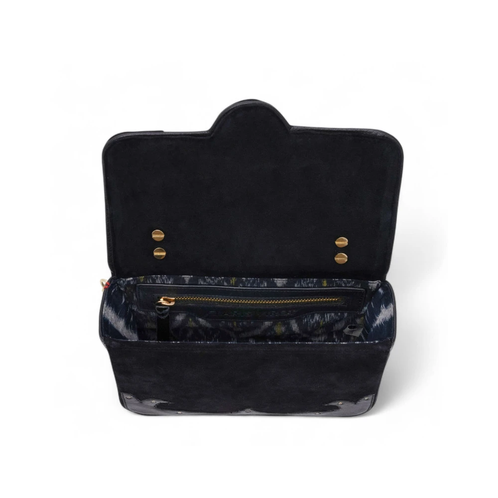 Claris Virot Patchwork Noir Schoudertas met Ketting Black Dames