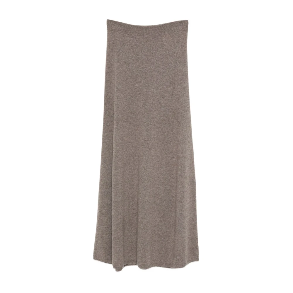 Lisa Yang Women's Brown Ribbed-Trim A-Line Midi Skirt - Maxi Skirts - Xs - Skirts