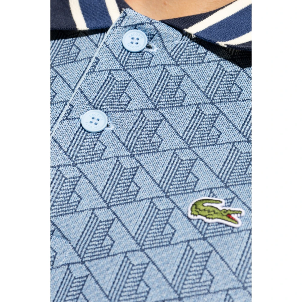 Lacoste Polo met monogram Blue Heren