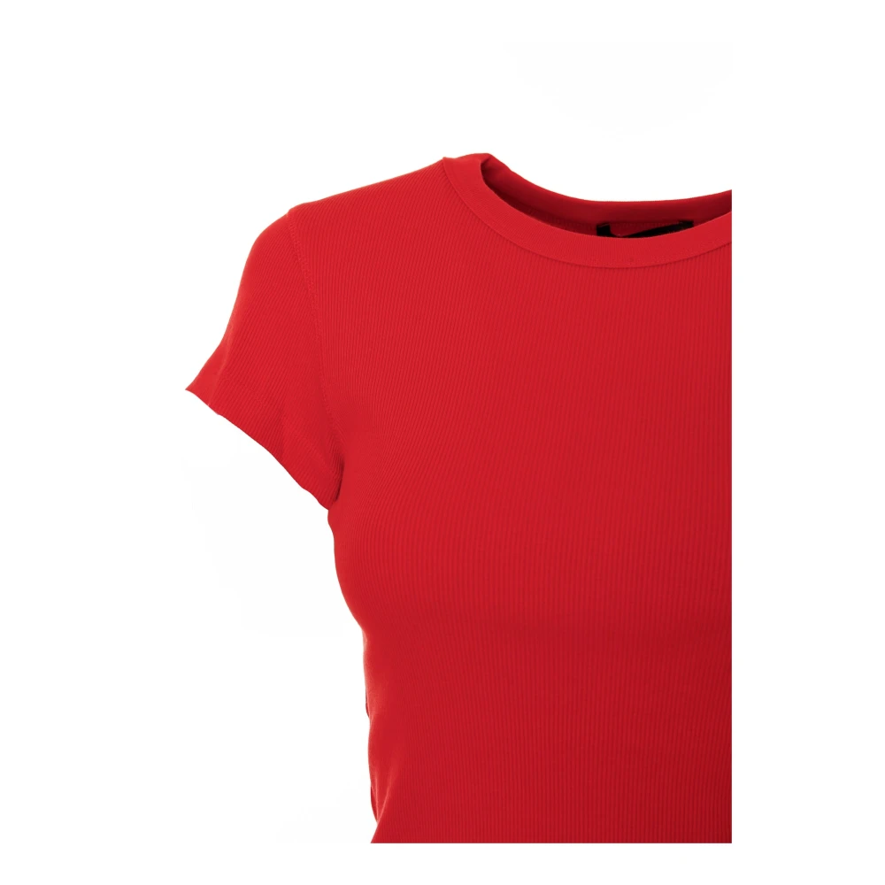 drykorn Geribbelde Ronde Hals T-shirt Red Dames