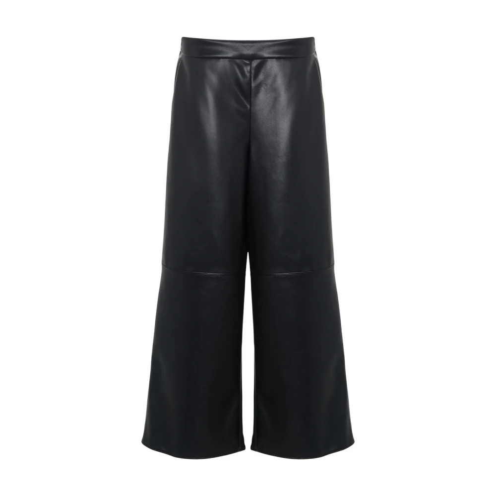 Max Mara Zwarte Leren Broek Luciana Stijl Black Dames
