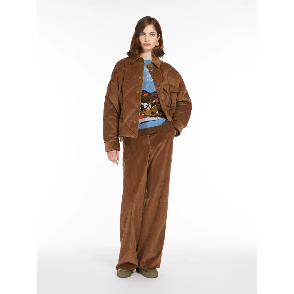 Max Mara Weekend Wijde fluwelen broek Brown Dames