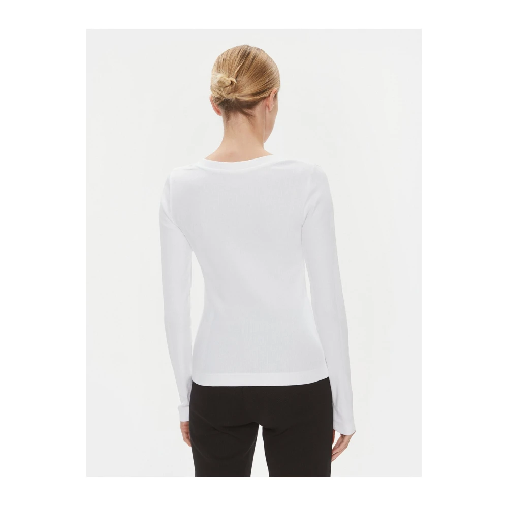 Calvin Klein Geribbeld T-shirt met lange mouwen White Dames