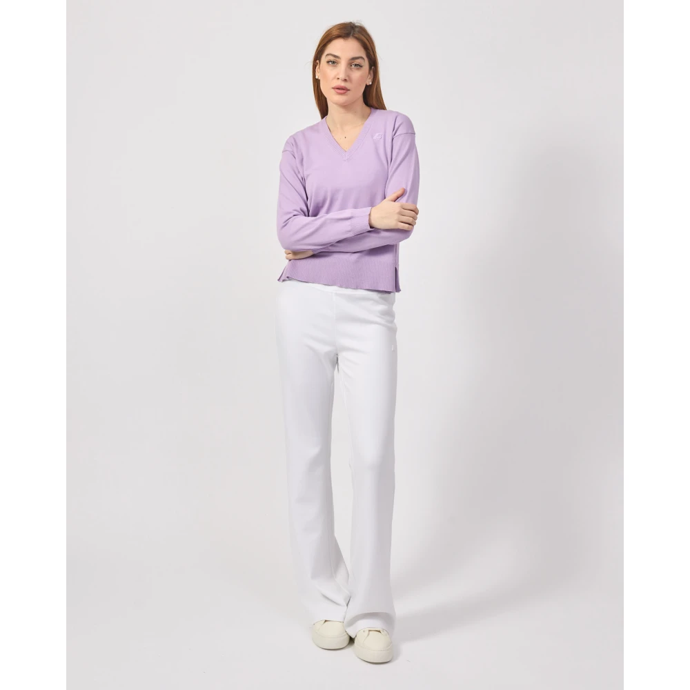 K-way Paarse Katoenen Sweater Crop Lijn Purple Dames