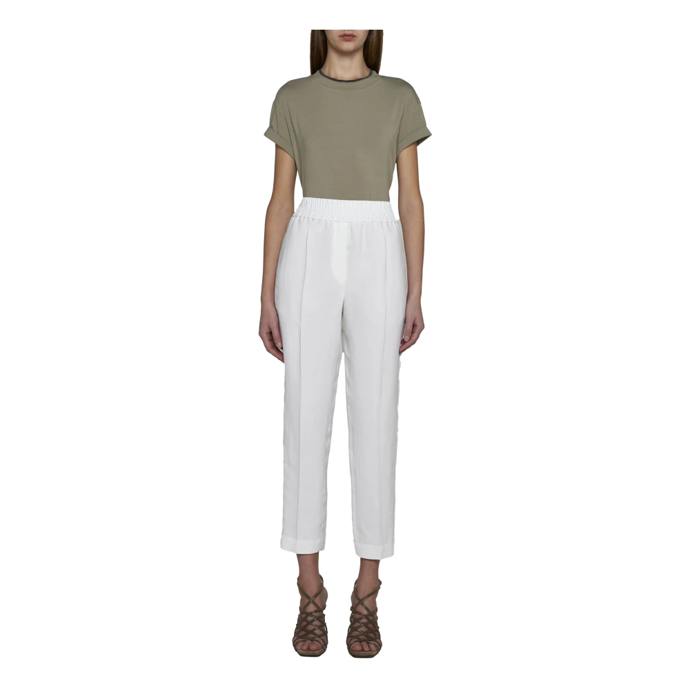 BRUNELLO CUCINELLI Groene T-shirts en Polos met Monili Kettingdetail Green Dames
