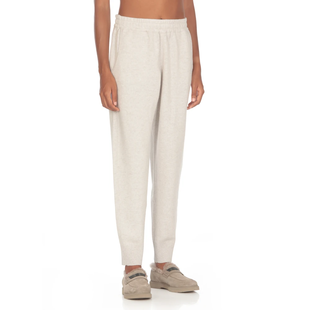 BRUNELLO CUCINELLI Ivoor Wolmix Elastische Taille Broek Beige Dames