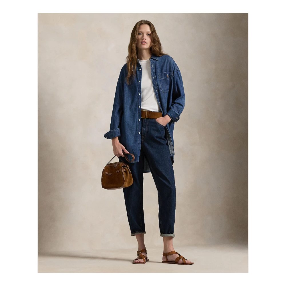 Polo Ralph Lauren Blauwe Oversized Denim Shirt Blue Dames