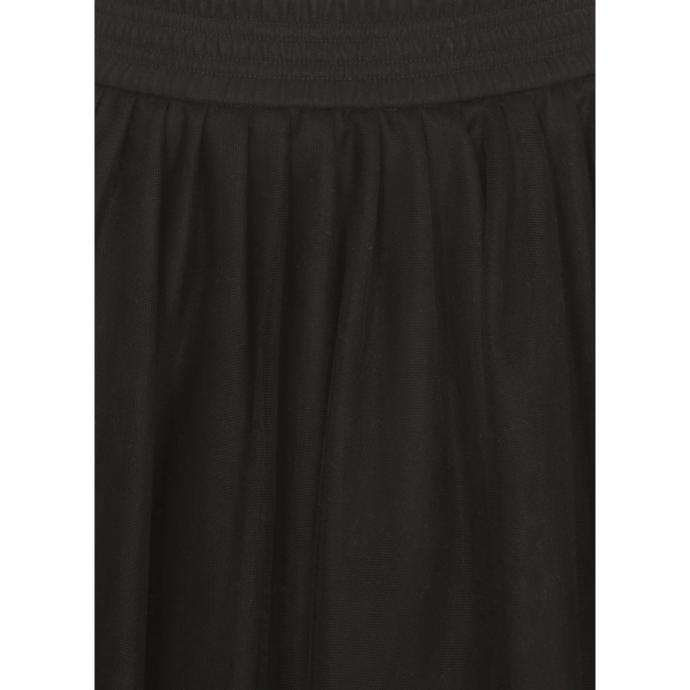 Fabiana Filippi Zwarte Tule Rok Elastische Taille Wijd uitlopend Black Dames
