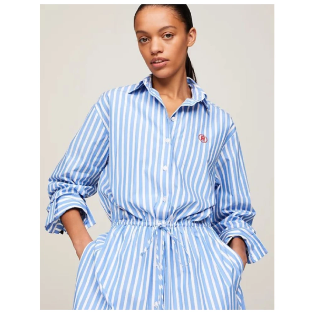 Tommy Hilfiger Gestreepte Midi Overhemdjurk Blue Dames