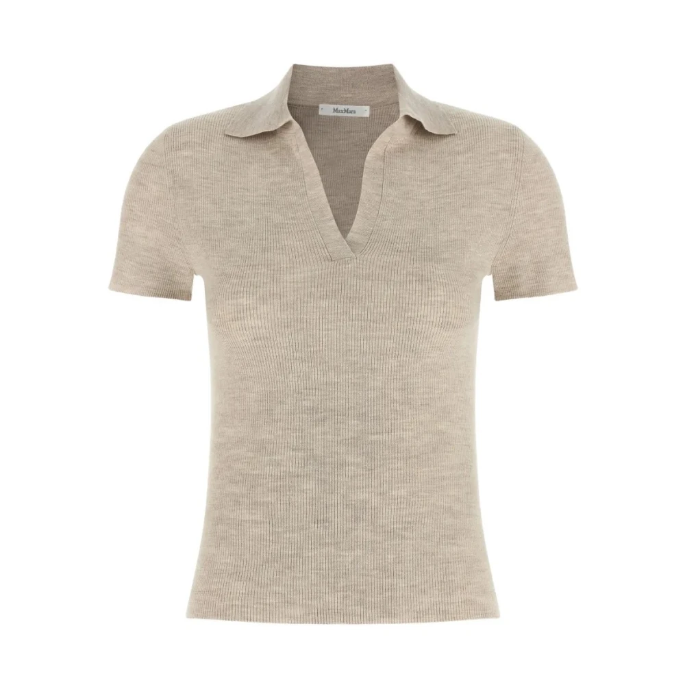 Max Mara Women's Beige Polo Shirts, L, Maglia Canottiera Top