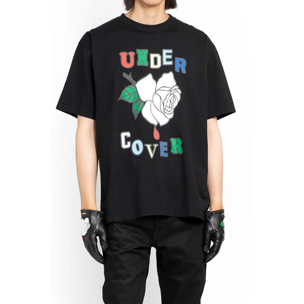 Undercover Zwart Rose Print T-Shirt Black Heren
