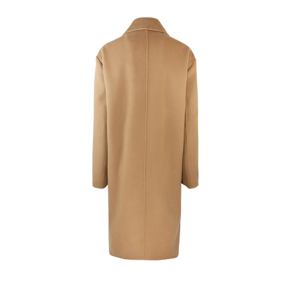 SPORTMAX Bruine Wollen Jas Vrouwen Enkelrij Brown Dames