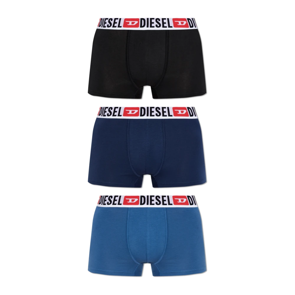 Diesel Mannelijk Zwart Ondergoed Heren, L, Katoen, Set Van Drie Boxershorts