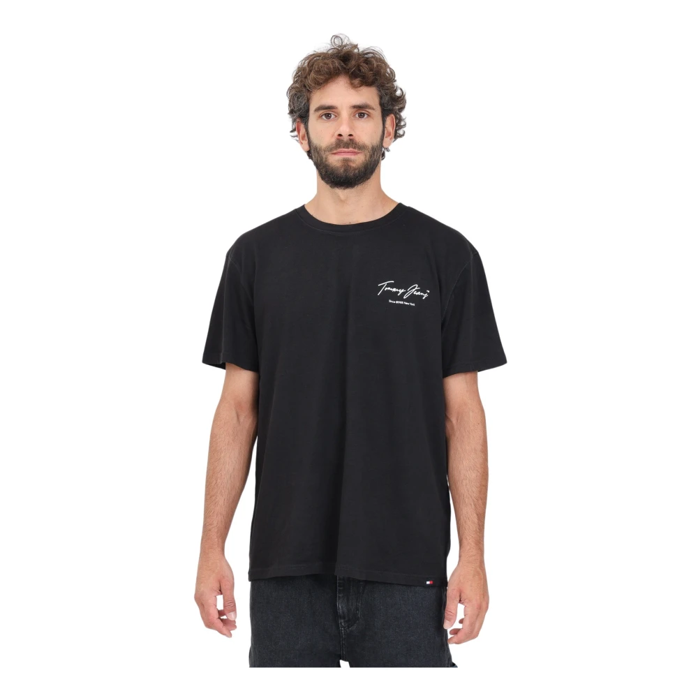 Tommy Jeans Zwarte korte mouw grafische T-shirt Black Heren