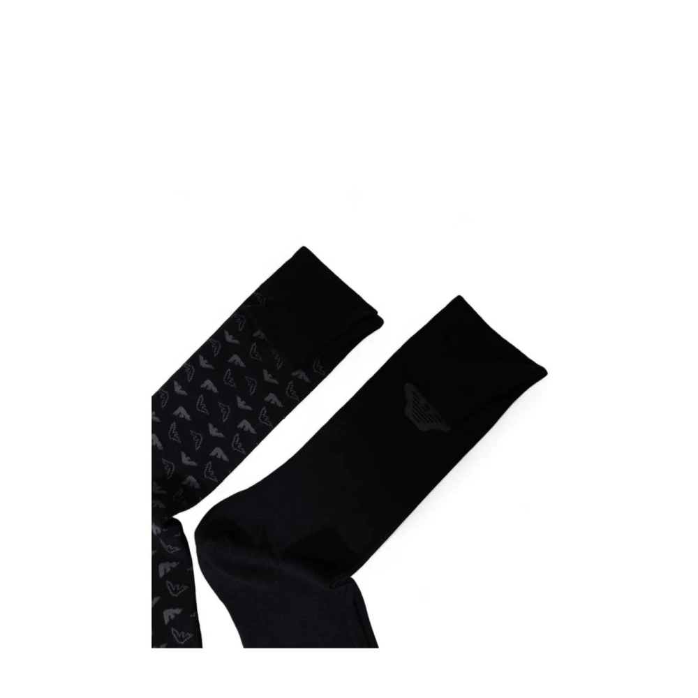 Emporio Armani Zwarte Eagle Logo Katoenen Sokken Black Heren