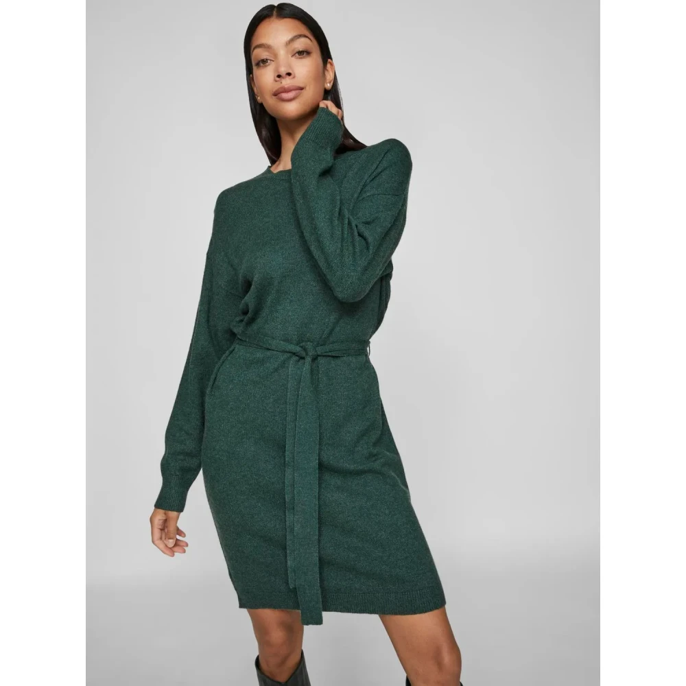 Vila Jurk met lange mouwen en tailleband Green Dames