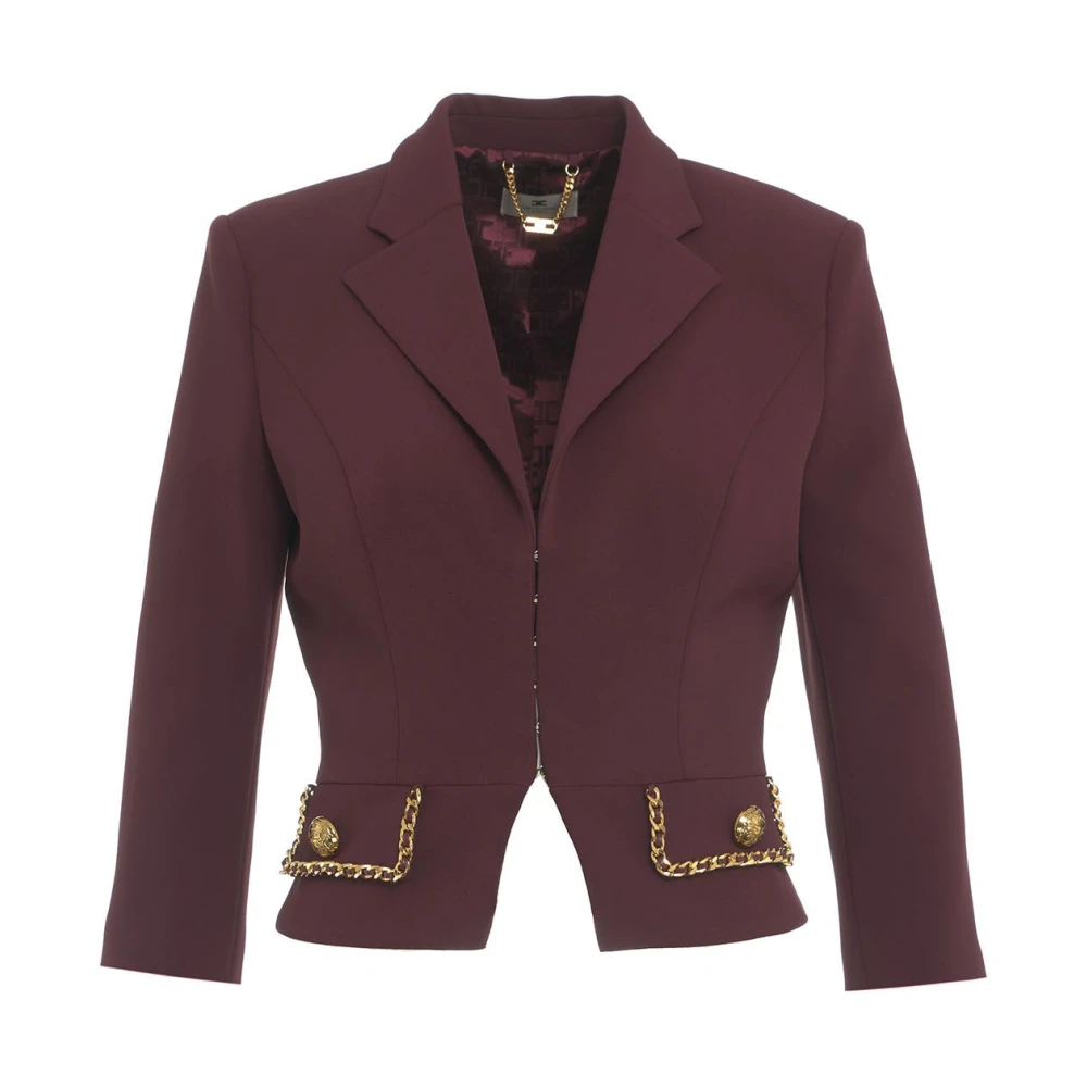 Elisabetta Franchi Multi-gekleurde Geknipte Blazer Brown Dames