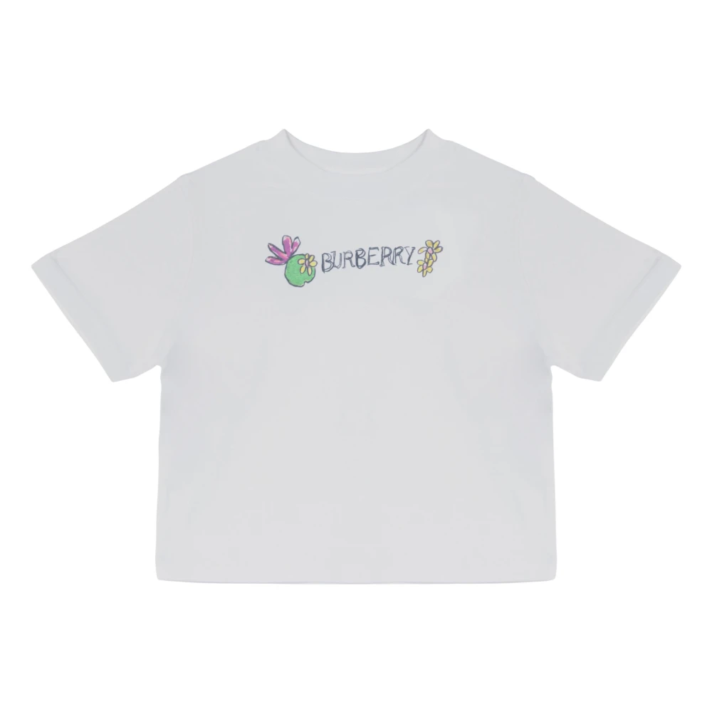 Burberry Boys White T-Shirts,, Short Sleeve Crew Neck T-Shirt Medium