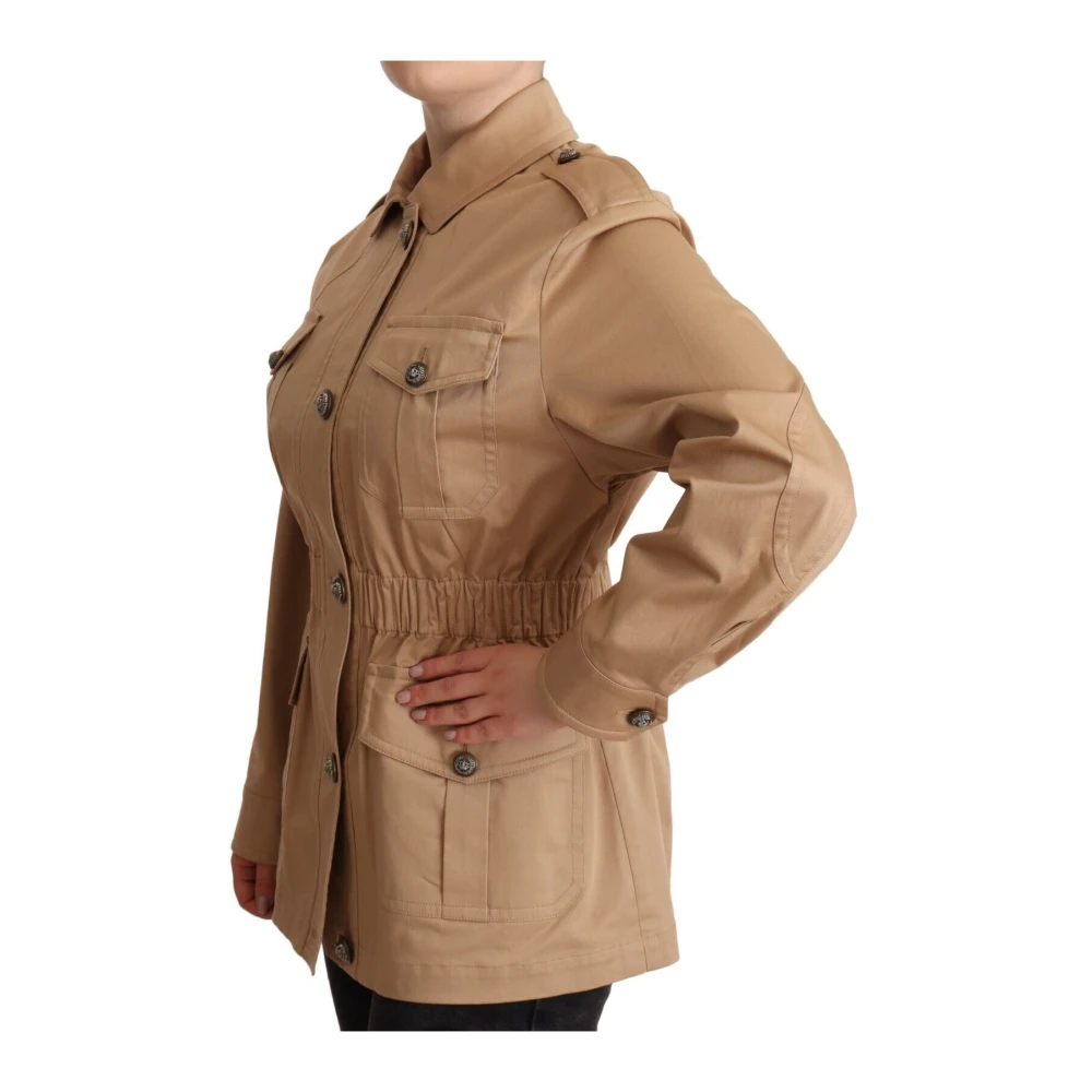 Dolce & Gabbana Beige Katoenen Lange Mouwen Kraagjas Beige Dames
