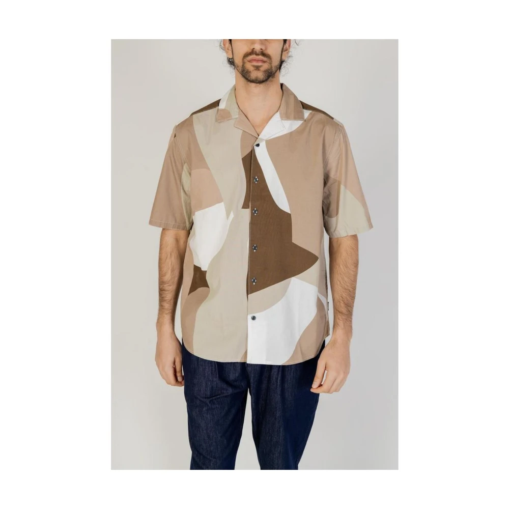 Only & Sons Bruin Katoenen Abstract Print Shirt Brown Heren