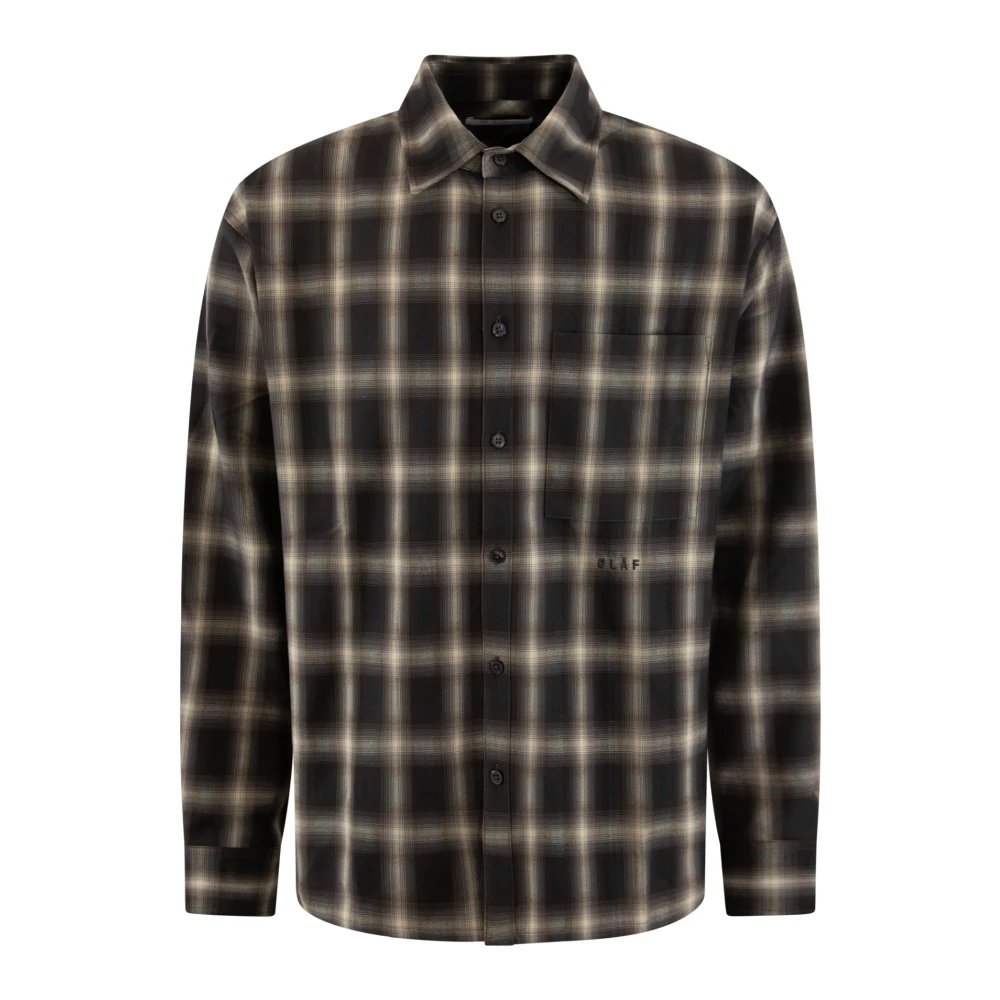 Olaf Hussein Geruite Boxy Shirt voor Heren Brown Heren