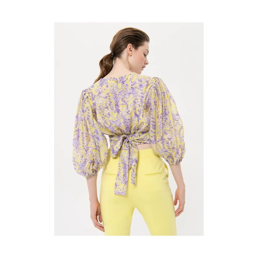 Fracomina Abstracte wikkelblouse met ballonmouwen Multicolor Dames