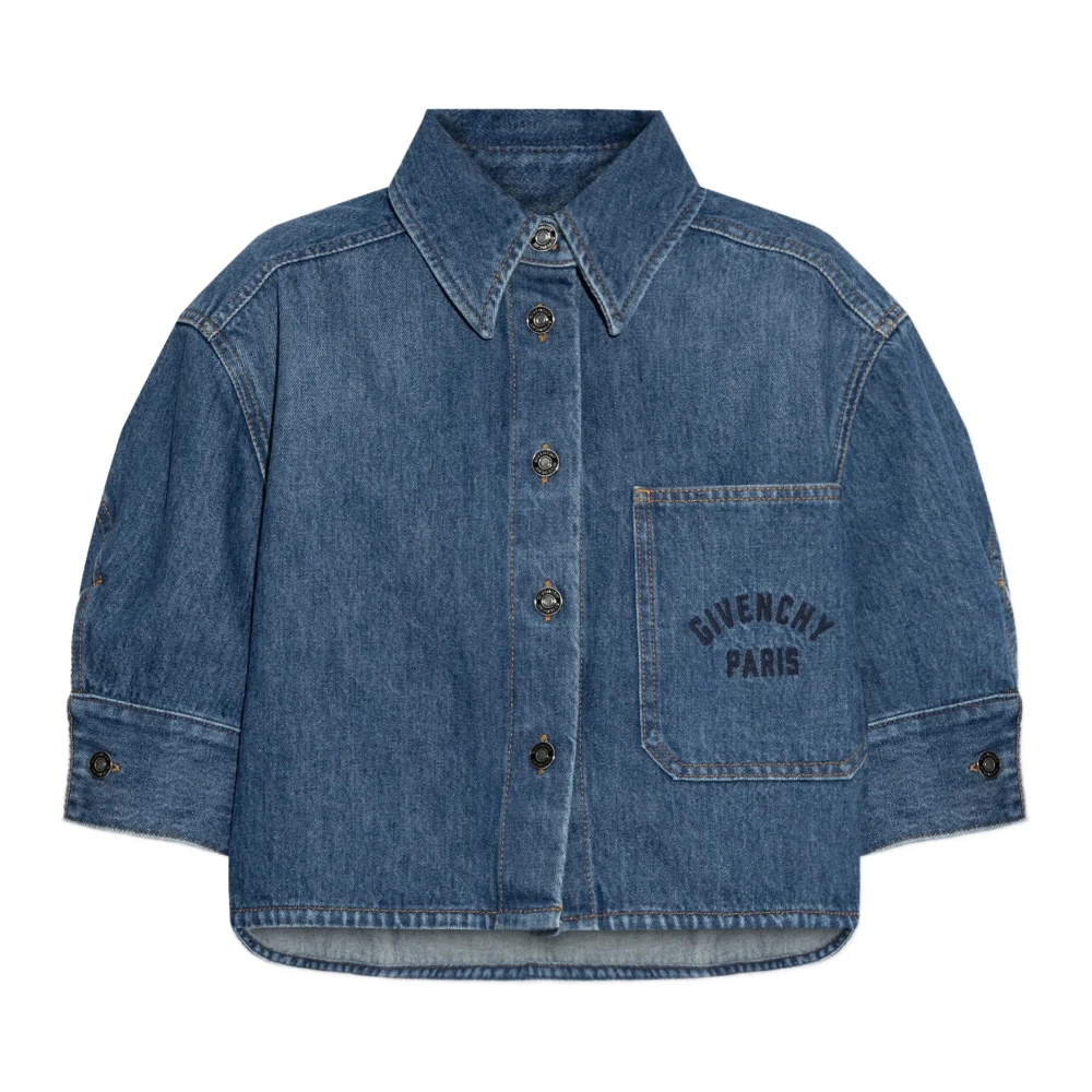 Givenchy Women's Blue Shirts, 2XS, Cropped Cocoon Shirt