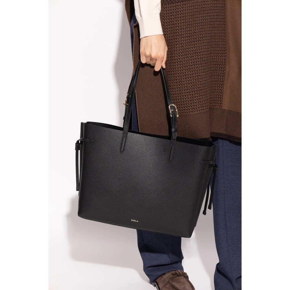 Furla Black Ava Tote L Nero Double Pebble Calf Leather Woman - Image 4