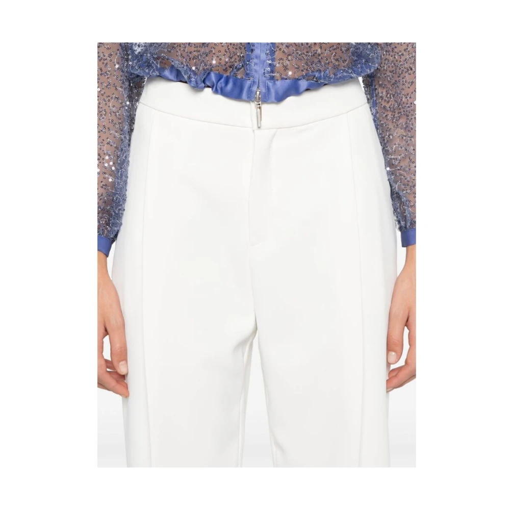 Elisabetta Franchi Ivoor Witte Crepe Tapered Leg Broek White Dames