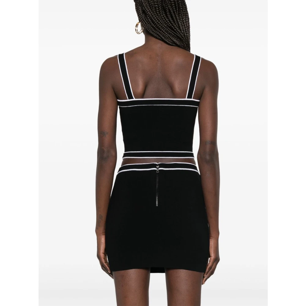 alice + olivia Zwarte Mouwloze Top met Vierkante Hals Black Dames