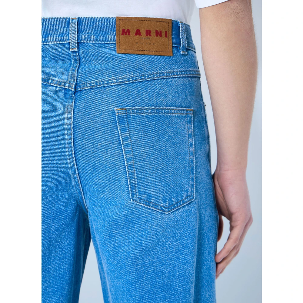 Marni Bloemen Patch Wide-Leg Jeans Blue Heren
