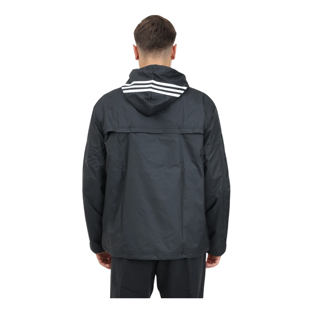 Adidas Zwarte Essentials 3-Stripes Geweven Jas Black Heren