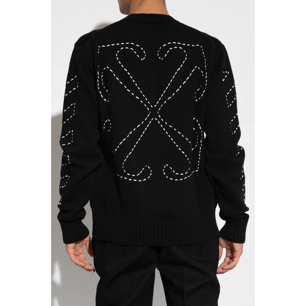 Off White Trui met logo Black Heren