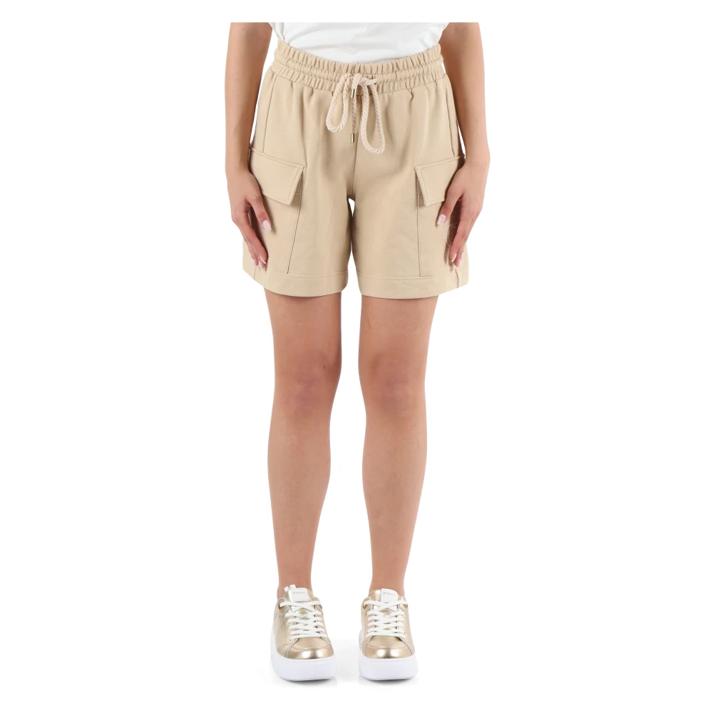 Twinset Sportieve katoenen shorts met elastische taille Beige Dames