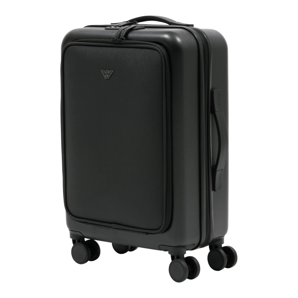 Emporio Armani Stijlvolle Rits Koffer met Logo Black Heren