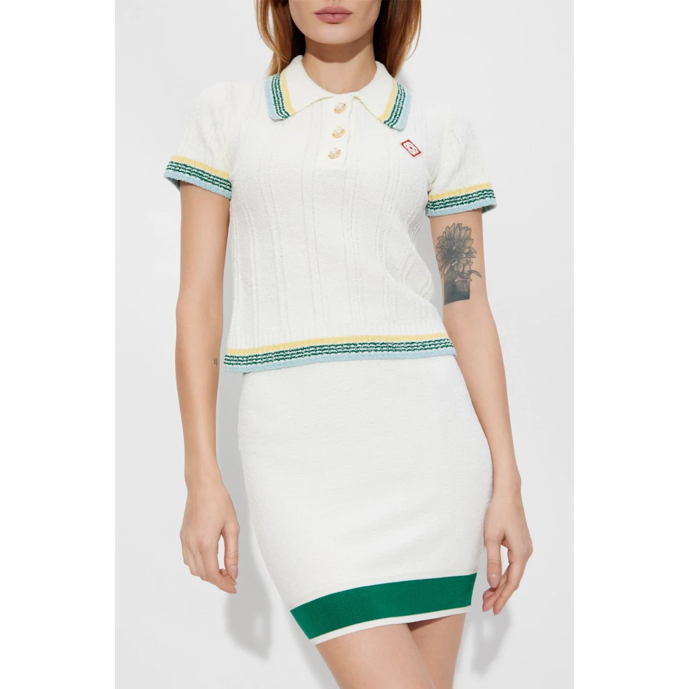 Casablanca Polo shirt met decoratieve knopen White Dames