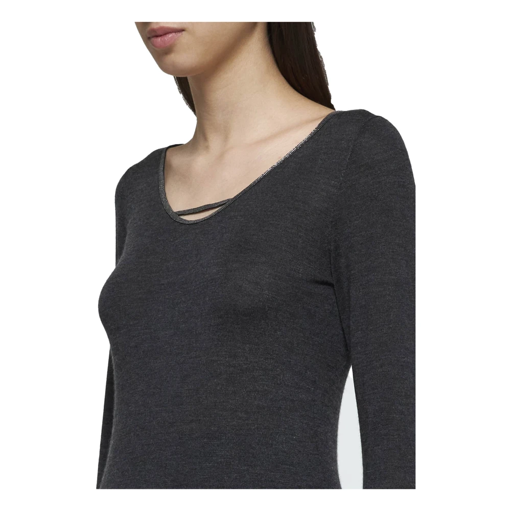 BRUNELLO CUCINELLI Antraciet Cashmere Zijde Trui Gray Dames