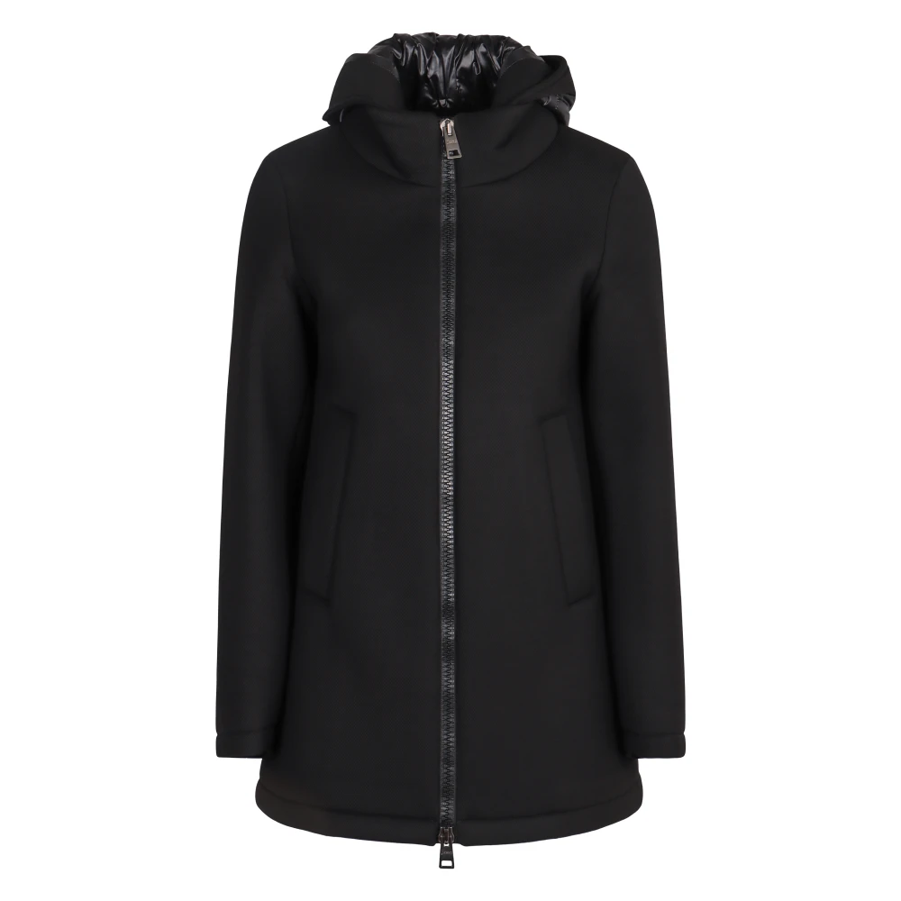 Herno Vrouw Zwart Jassen Dames, L, Nylon, Gewatteerde Nylon Parka